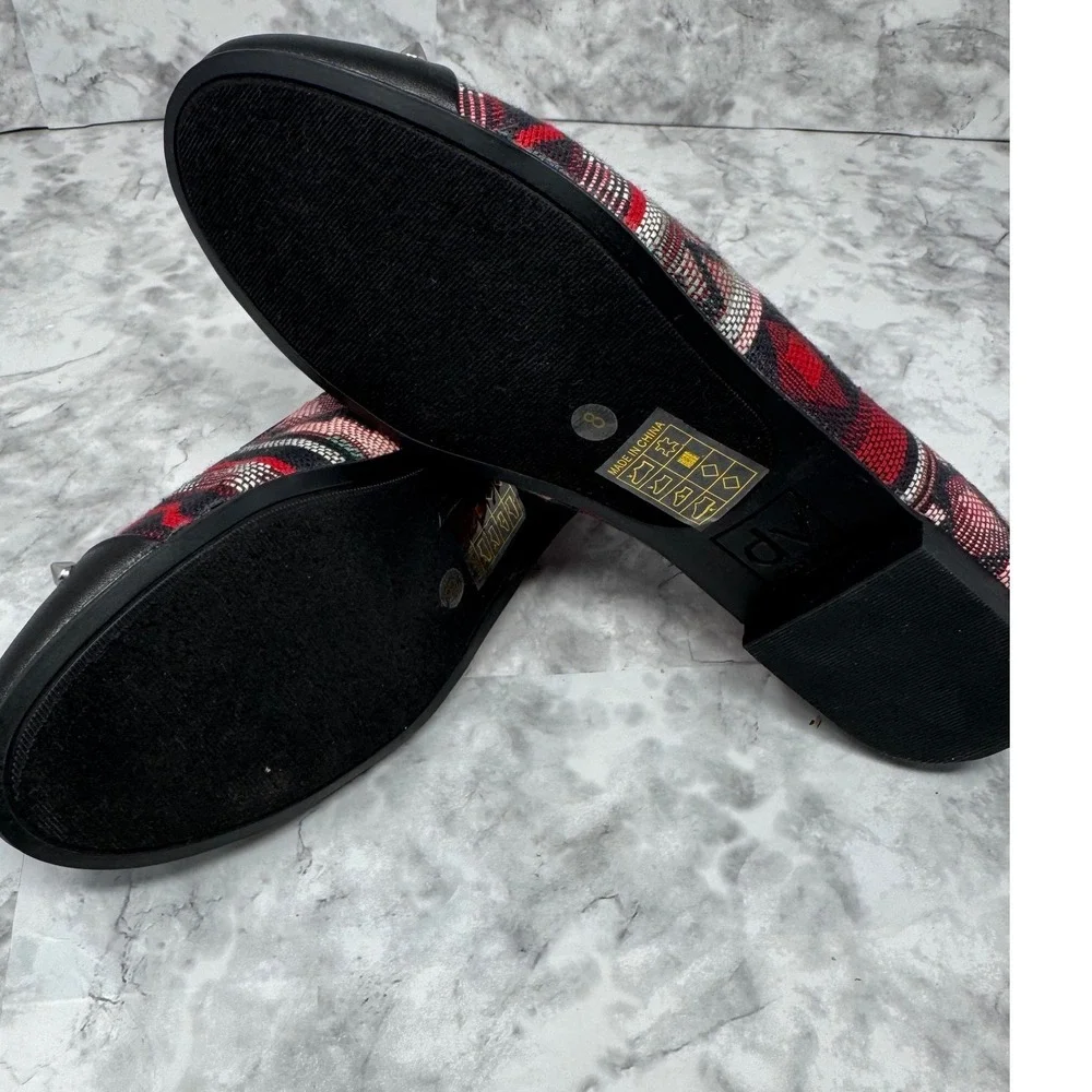 Dolce Vita ❤️Womens Southwestern Woven Studded Loafers Red Black boho festival 8